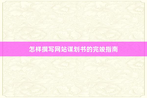 怎样撰写网站谋划书的完竣指南