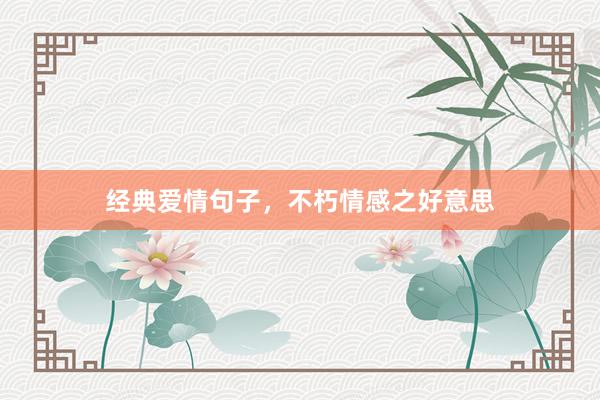 经典爱情句子，不朽情感之好意思